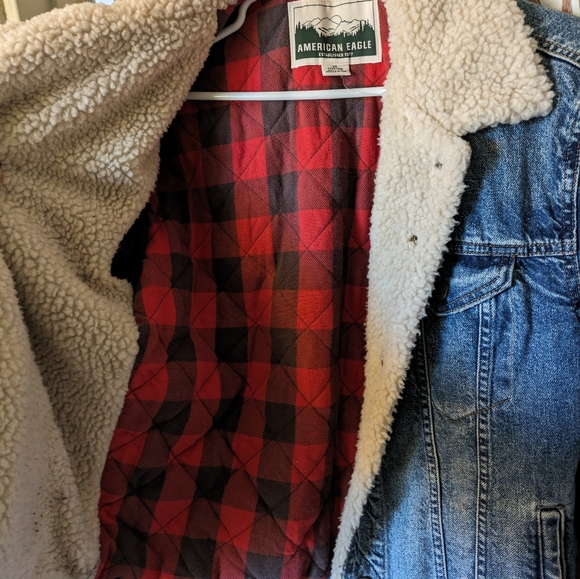 Indigo Flannel Sherpa-Lined Button Front Denim Jacket - Picture 3 of 5